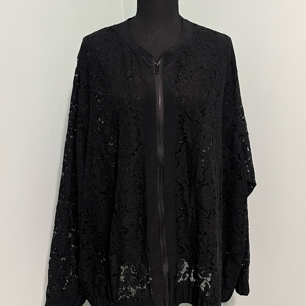 Lane Bryant Black Lace zip-up Jacket Plus Size 28 New with Tags‎ formal